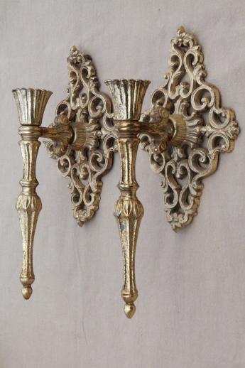 photo of vintage gold rococo boudoir collection, perfume tray, metal sconces, baroque mirrors #7