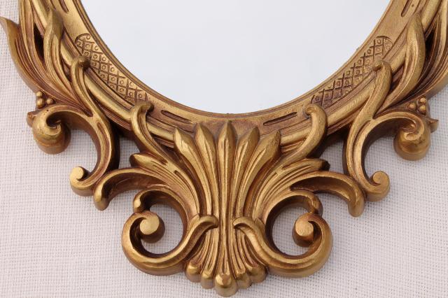 photo of vintage gold rococo plastic frame oval wall mirror, french country style #6