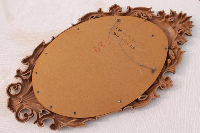photo of vintage gold rococo plastic frame oval wall mirror, french country style #9