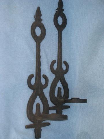 photo of vintage gothic forged iron style cast metal wall sconces for candles #1