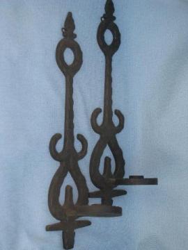 catalog photo of vintage gothic forged iron style cast metal wall sconces for candles