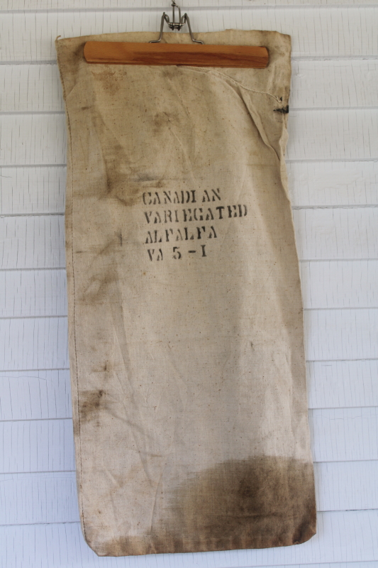 photo of vintage grain sack, Olds Seeds Madison Wisconsin advertising print feedsack cotton bag  #4