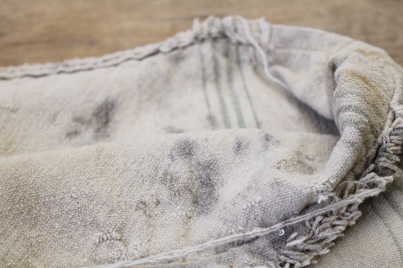 photo of vintage grain sack, Royal River seamless grey stripe cotton fabric, farmhouse primitive #4