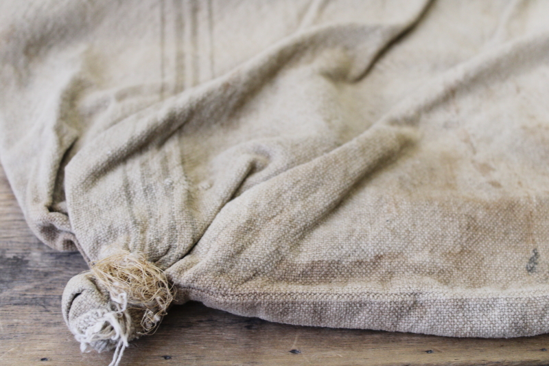 photo of vintage grain sack, Royal River seamless grey stripe cotton fabric, farmhouse primitive #7