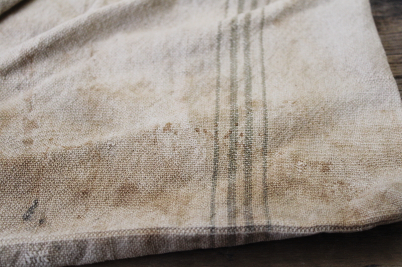 photo of vintage grain sack, Royal River seamless grey stripe cotton fabric, farmhouse primitive #8