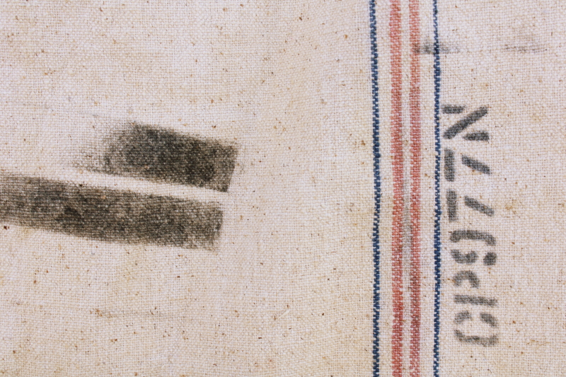 photo of vintage grain sack, Royal River seamless red blue stripe homespun type heavy cotton #3