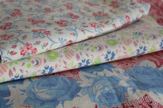 photo of vintage grain sack bed sheets, farmhouse style cotton print feedsack bedding handmade #2