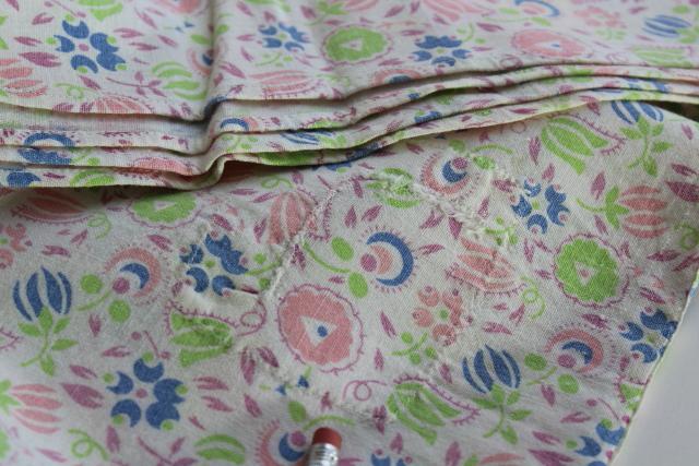 photo of vintage grain sack bed sheets, farmhouse style cotton print feedsack bedding handmade #4