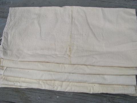 photo of vintage grain sack feed bag lot, primitive old natural cotton fabric #1