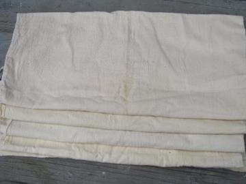 catalog photo of vintage grain sack feed bag lot, primitive old natural cotton fabric