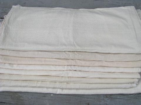 photo of vintage grain sack feed bag lot, primitive old natural cotton fabric #1