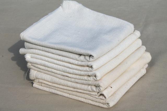 photo of vintage grain sacks, heavy old homespun type cotton fabric feed / seed bags lot #1