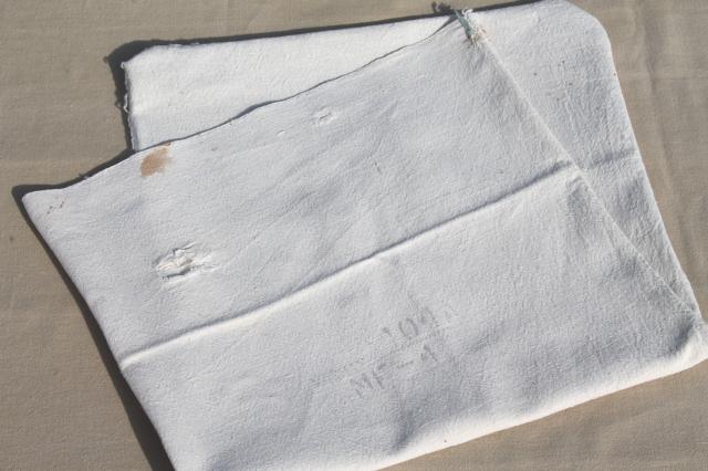 photo of vintage grain sacks, heavy old homespun type cotton fabric feed / seed bags lot #6