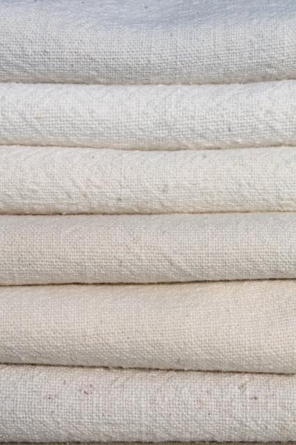 photo of vintage grain sacks, heavy old homespun type cotton fabric feed / seed bags lot #7