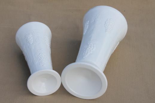 photo of vintage grape pattern milk glass vases & flower bowls, Indiana harvest grapes #5