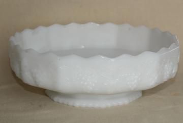 catalog photo of vintage grapes milk glass centerpiece bowl, Anchor Hocking paneled grape pattern