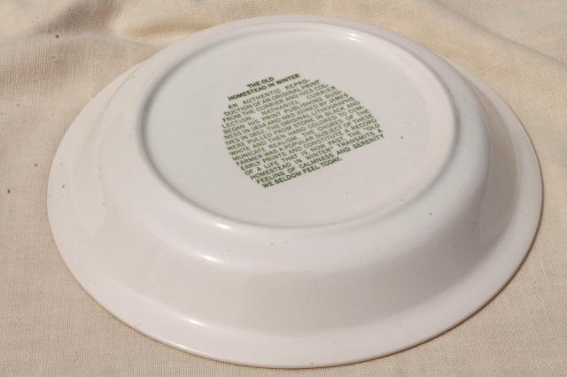 photo of vintage green Currier & Ives pie plate, pan w/ Old Homestead in Winter scene #3