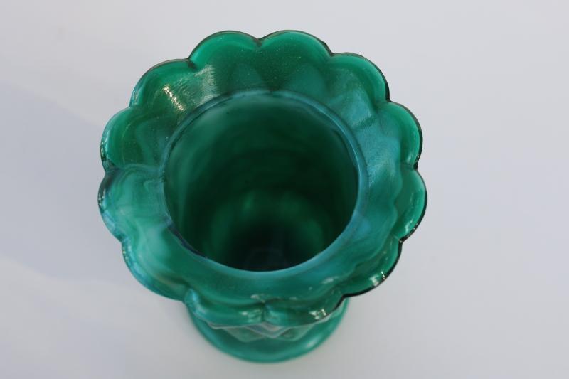 photo of vintage green and white marbled swirl slag glass toothpick holder #2