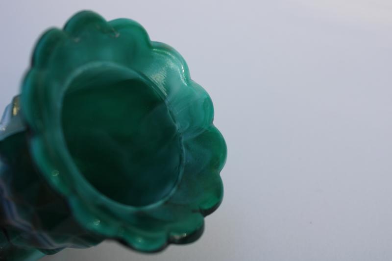 photo of vintage green and white marbled swirl slag glass toothpick holder #5