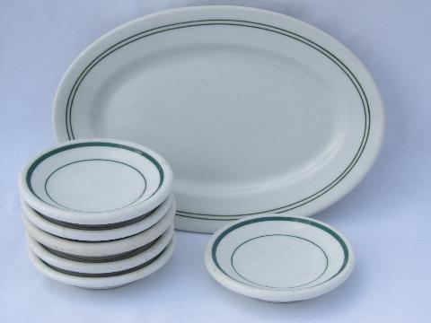 photo of vintage green band restaurant china, ironstone butter plate & pats #2