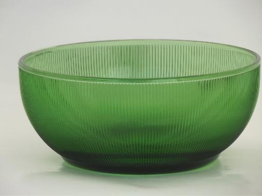 photo of vintage green depression glass bowl, prismatic fine rib  pattern  #1