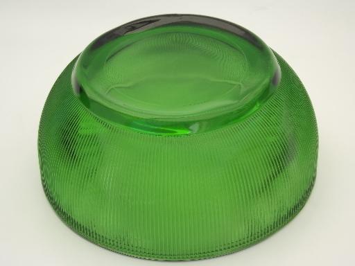 photo of vintage green depression glass bowl, prismatic fine rib  pattern  #3