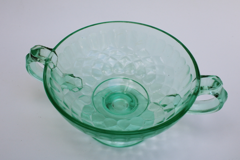 photo of vintage green depression glass candy dish Aunt Polly pattern US Glass, 1920s 30s #3