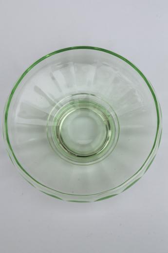 photo of vintage green depression glass footed bowl,       paneled optic colonial panel pattern glass #2