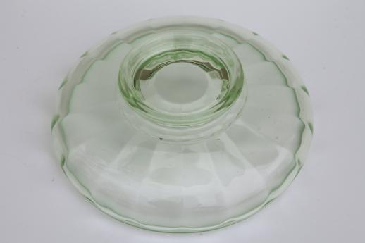 photo of vintage green depression glass footed bowl,       paneled optic colonial panel pattern glass #3