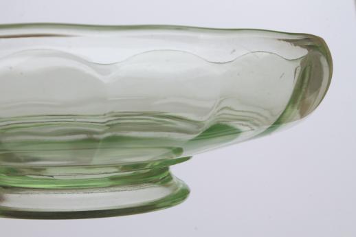 photo of vintage green depression glass footed bowl,       paneled optic colonial panel pattern glass #4