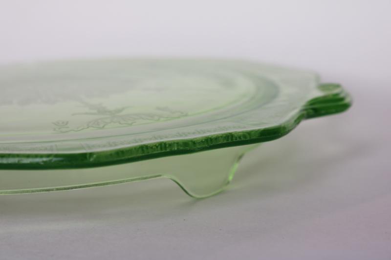 photo of vintage green depression glass plateau tray or low cake stand, Princess pattern Anchor Hocking #7