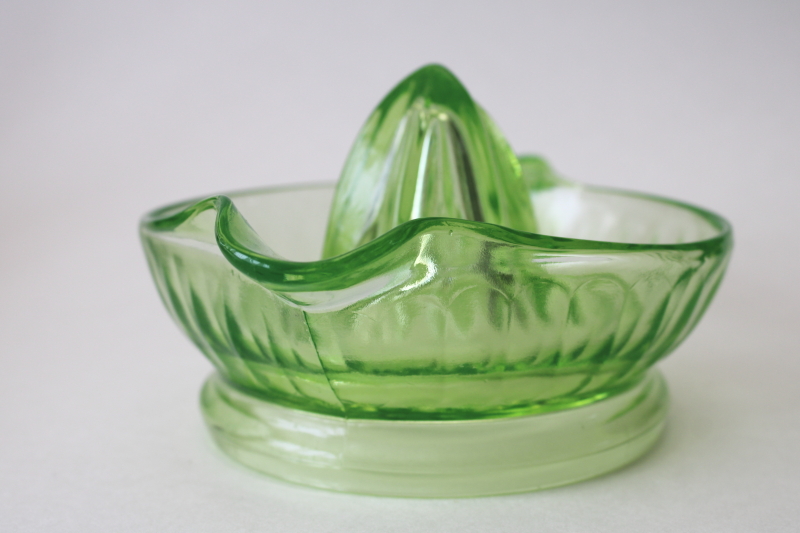 photo of vintage green depression glass reamer orange juicer, uranium glass w/ great glow  #3