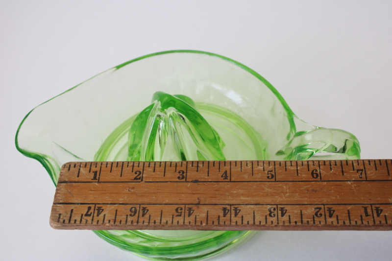 photo of vintage green depression glass reamer orange juicer, uranium glass w/ great glow  #5
