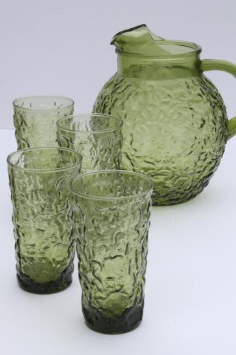 photo of vintage green glass pitcher & glasses set, Lido / Milano Anchor Hocking #1