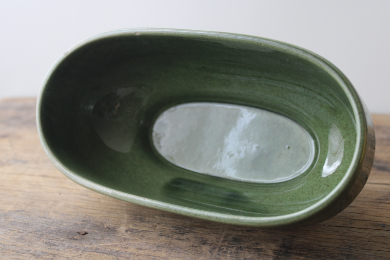 photo of vintage green glaze Haeger pottery planter, minimalist mid-century modern decor #3