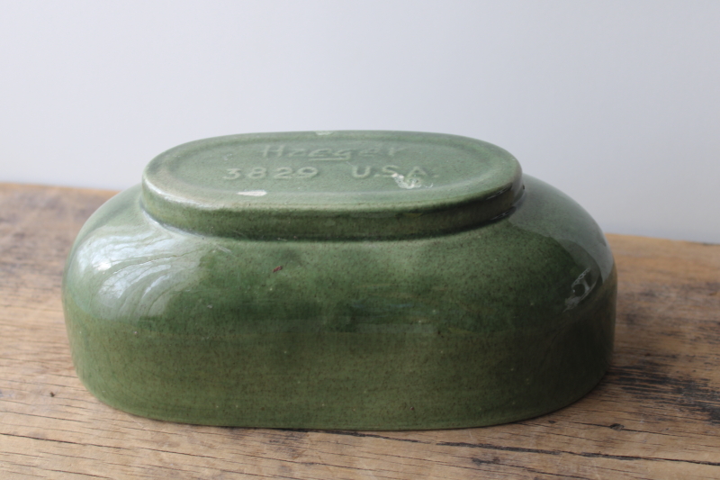 photo of vintage green glaze Haeger pottery planter, minimalist mid-century modern decor #4