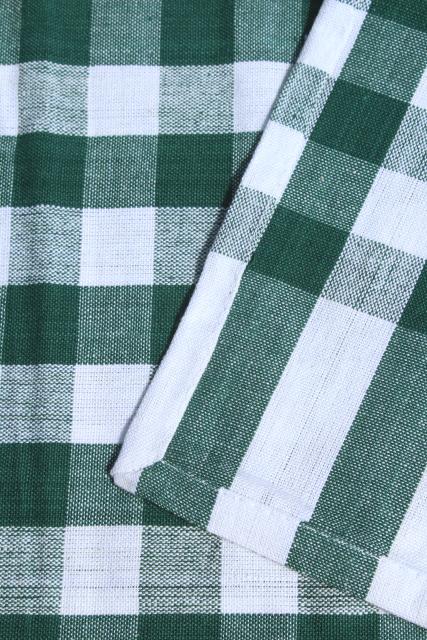 photo of vintage green & white gingham checked cotton tablecloths, french country bistro kitchen #4