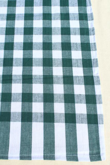 photo of vintage green & white gingham checked cotton tablecloths, french country bistro kitchen #5