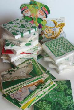 catalog photo of vintage greeting cards, party decor paper napkins - St Patrick's Day shamrocks leprechauns