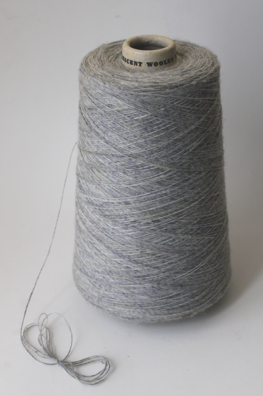 photo of vintage grey wool lace weight yarn, large cone spool Crescent Woolen Mills #1