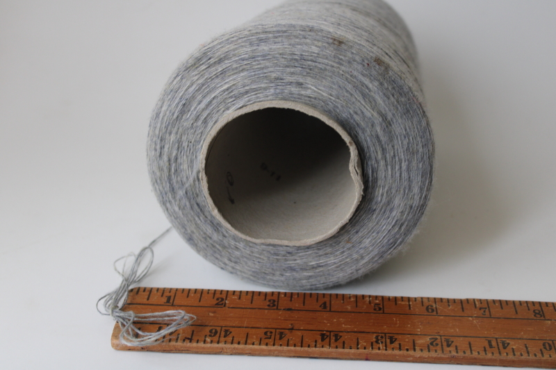 photo of vintage grey wool lace weight yarn, large cone spool Crescent Woolen Mills #2