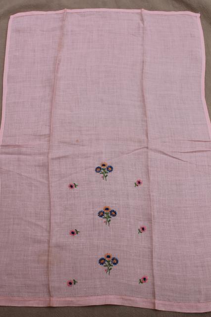 photo of vintage guest towels, handkerchief linen & fine cotton w/ embroidery, madeira applique #5