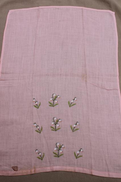 photo of vintage guest towels, handkerchief linen & fine cotton w/ embroidery, madeira applique #7
