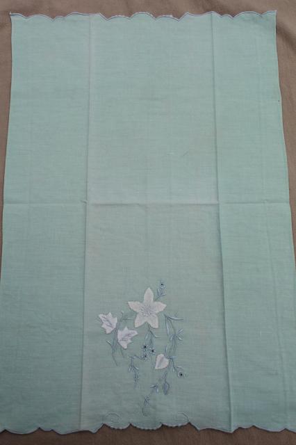 photo of vintage guest towels, handkerchief linen & fine cotton w/ embroidery, madeira applique #12