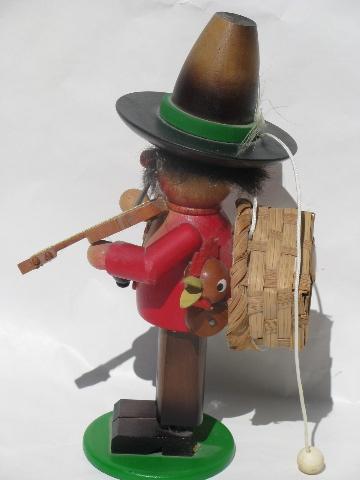 photo of vintage gypsy baron wooden Steinbach smoker, wood figure w/ music box #3