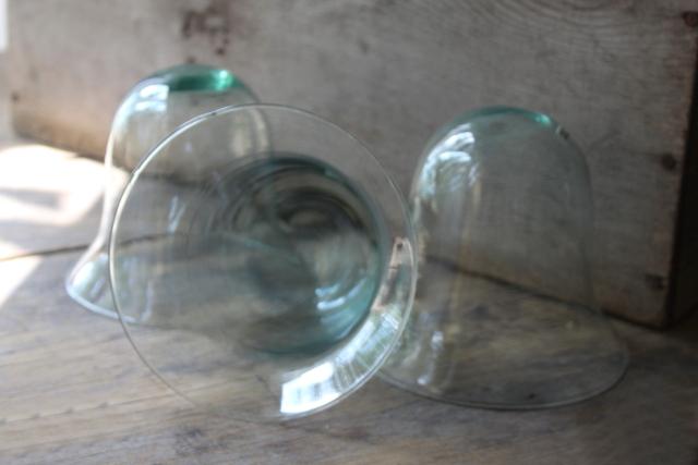 photo of vintage hand blown Mexican glass cloches, recycled bottle glass domes or bell jars #4