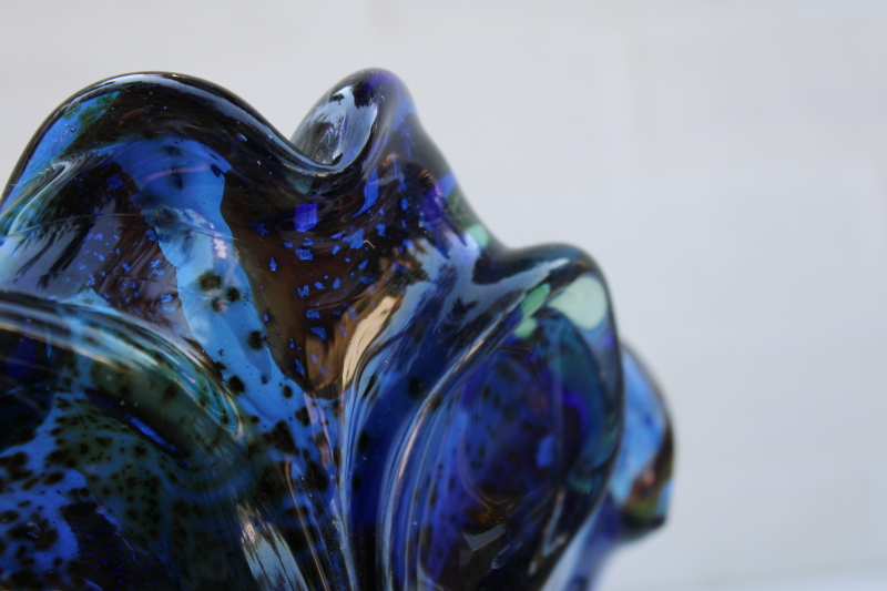 photo of vintage hand blown art glass bowl, Murano glass confetti colors aventurine sparkles #4