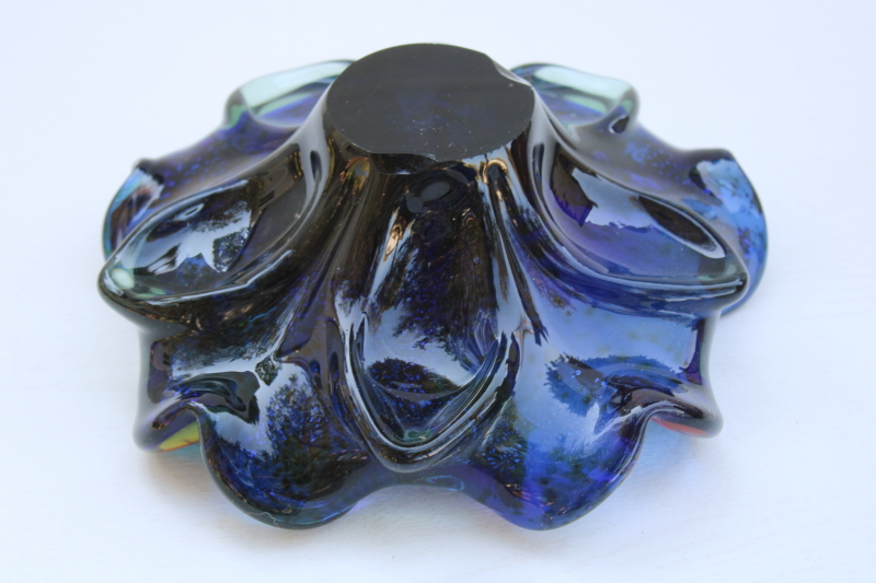 photo of vintage hand blown art glass bowl, Murano glass confetti colors aventurine sparkles #6