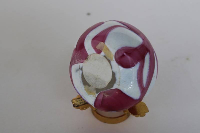 photo of vintage hand blown art glass paperweights on gold metal stands made in Italy #5