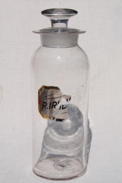 catalog photo of vintage hand blown glass bottle, large antique pharmacy jar from chemist's apothecary